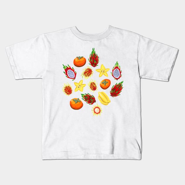 Exotic Fruit Mix in Gouache Kids T-Shirt by paintedpansy